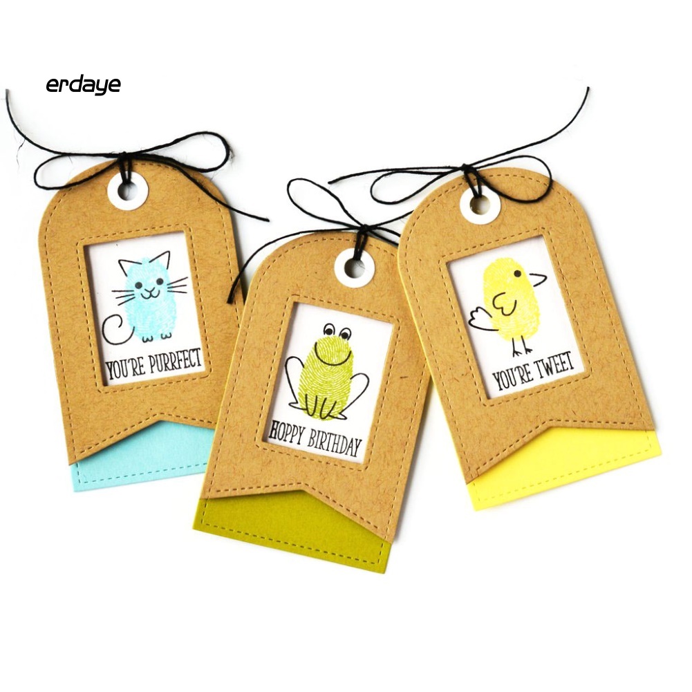 Khuôn Cắt Giấy Làm Từ Kim Loại Hình Tag Hành Lý Trang Trí Scrapbook