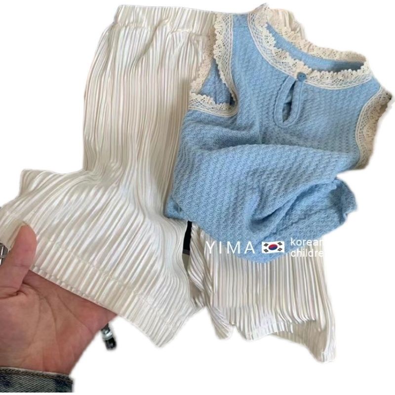 Set Đồ Mùa Hè 5 Món Gồm Áo Hai Dây + Quần Ống Rộng Phong Cách Hàn Quốc Cho Bé Gái