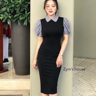 🌸 160k 👉 váy body cổ sen phối màu