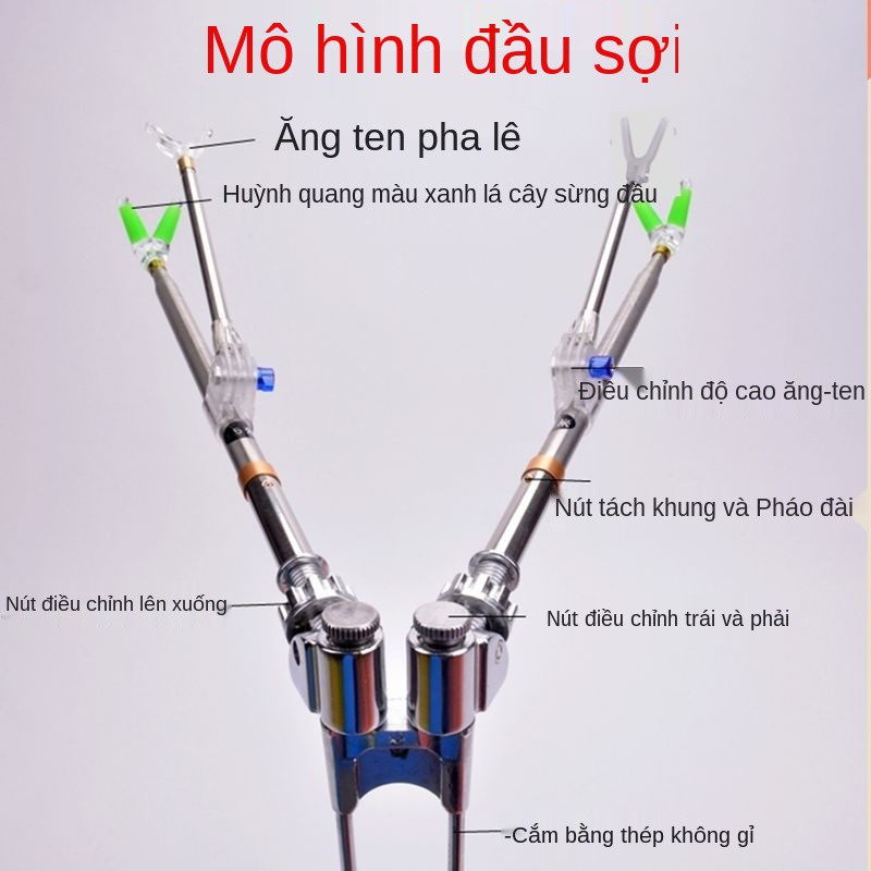 Thép không gỉ kép đa năng giá đỡ tháp súng Hộp câu cá bằng kim loại đầy đủ cần cắm vào chân đế dưới đất