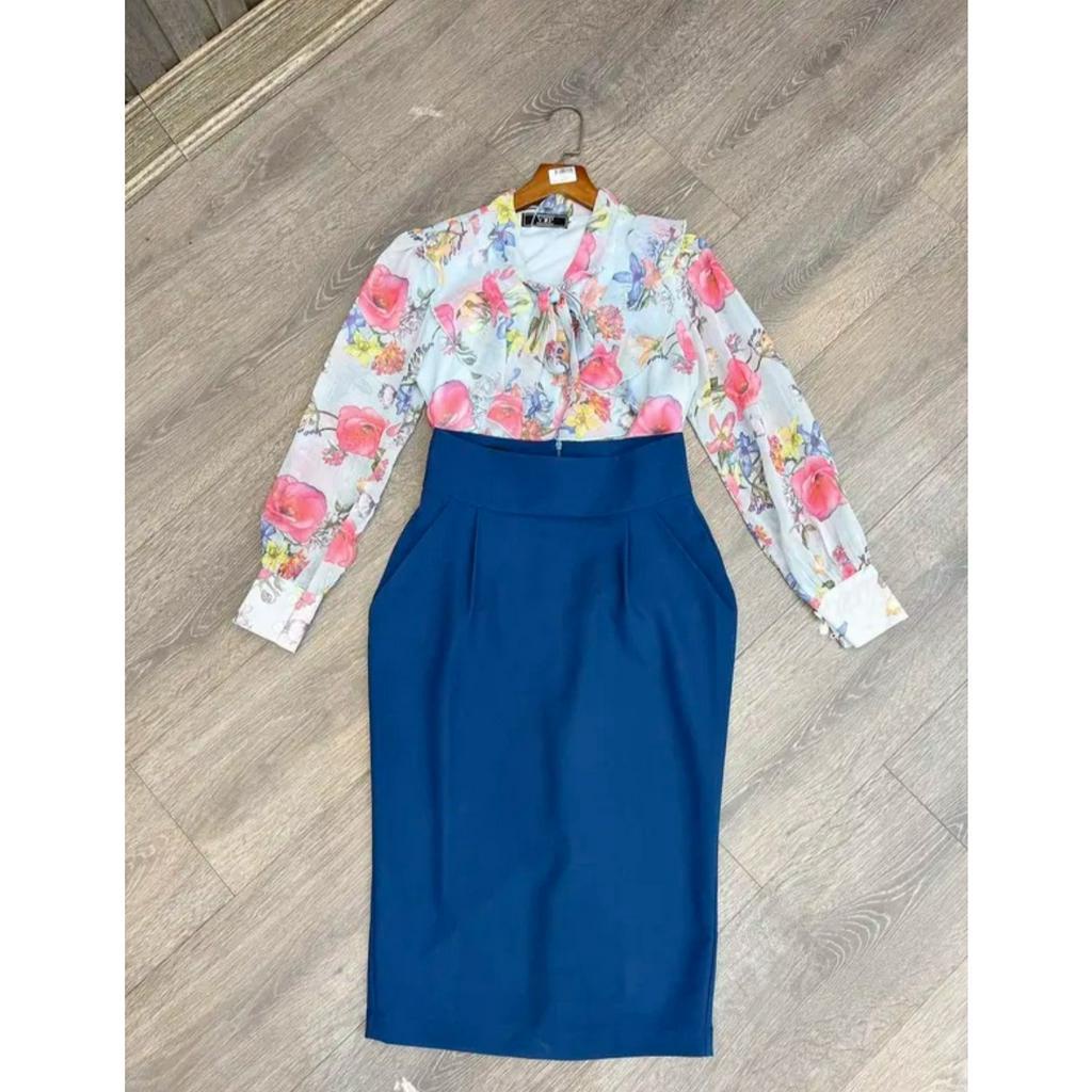 Chân Váy Bút Chì Dáng Dài 65cm 2 lớp có túi chéo hai bên dạng bomber che bụng dưới