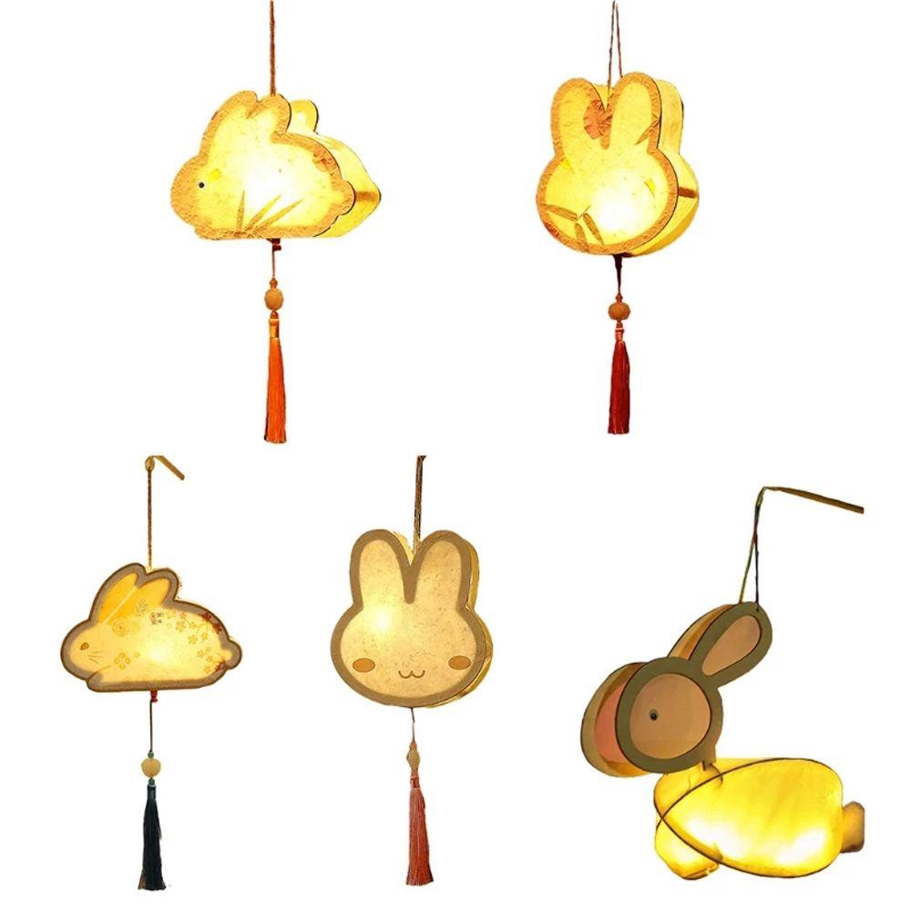 Lồng Đèn Treo Bằng Gỗ Hình Thỏ Dễ Thương Kèm Đèn LED
