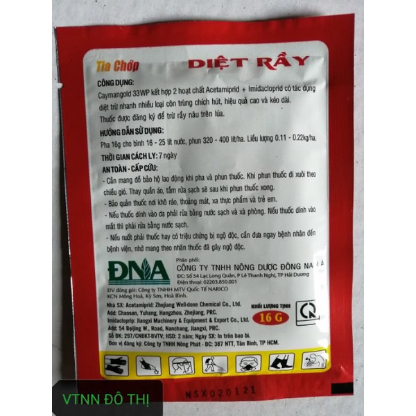 Diệt Rầy - Bọ nhảy - Bọ trĩ - Côn trùng chích hút - Caymangold 36 WP 2 hoạt chất hiệu quả cao gói 16gr
