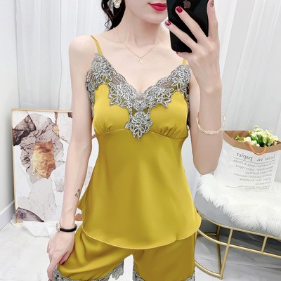 SHIP NHANH 2h [LL 569] Đồ bộ ngủ lụa satin lụa phối ren sexy gợi cảm -đồ bộ mặc nhà ngủ cao cấp - cô chủ nhỏ chuyên sỉ