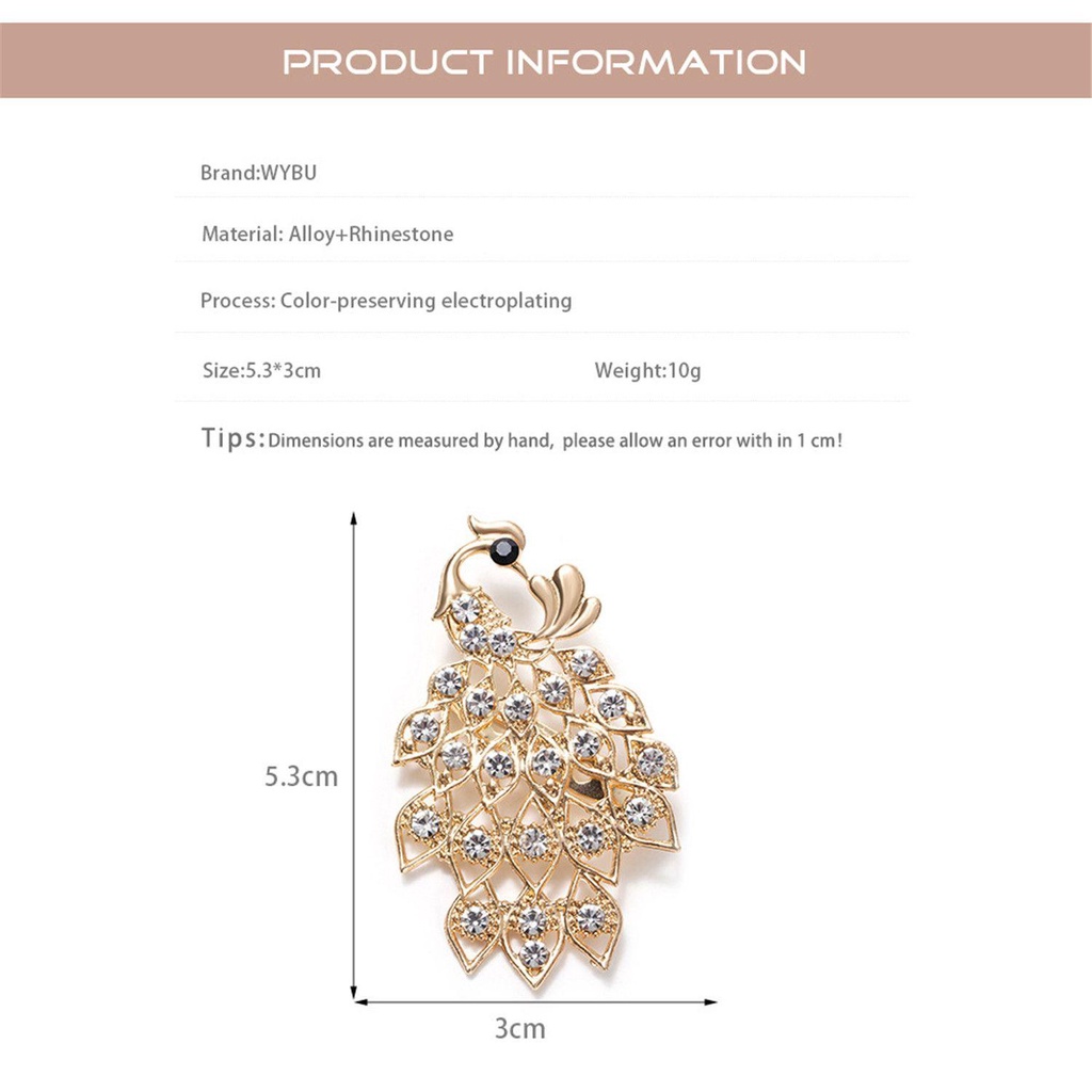 Trâm Cài Áo Hình Con Công Đính Đá|Ghim Hợp Kim