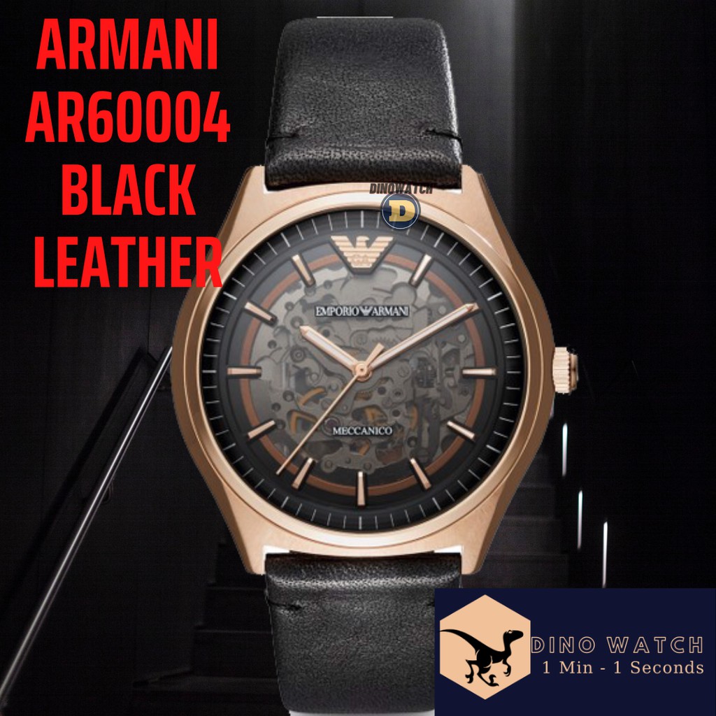 Đồng Hồ Nam Armani Meccanico Automatic Skeleton AR60004, Dây Da Màu Đen