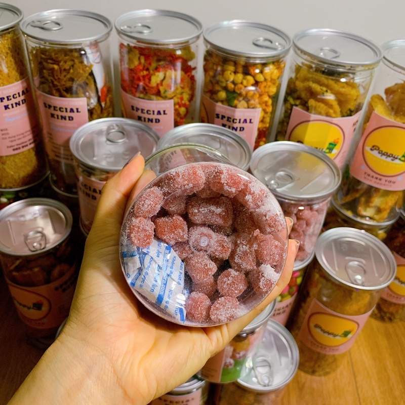 Kẹo dâu tây Đà Lạt, hũ zip cao cấp 400g, đồ ăn vặt POPPY ngon và sạch