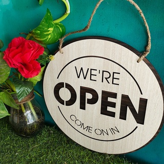 Bảng treo Open - Closed bằng gỗ 2 mặt