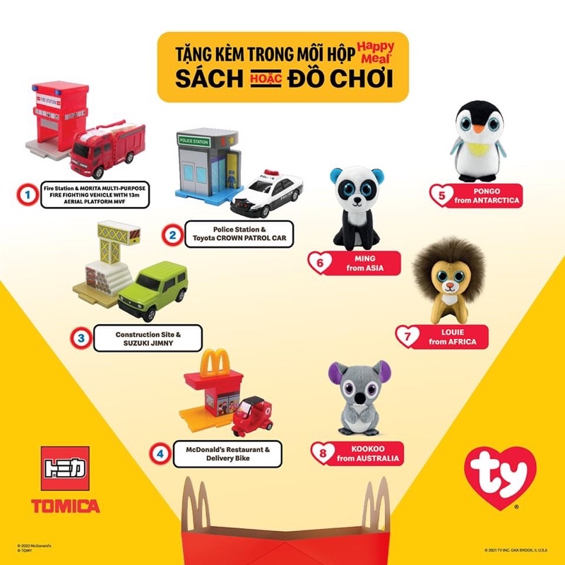 Mô hình Xe đồ chơi Tomica Takara Tomy & Gấu Bông TY Mc Donald Mcdonald