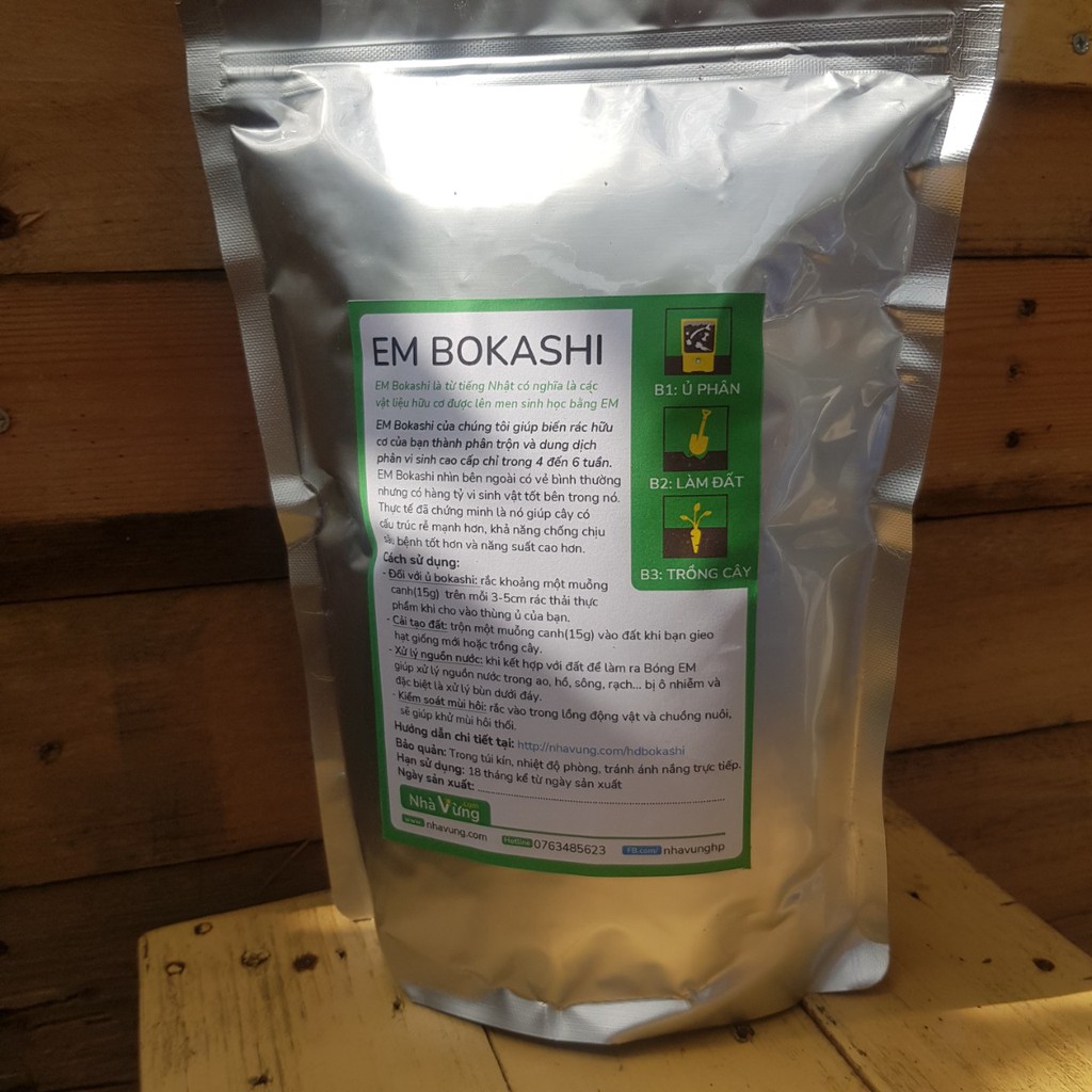 Thùng ủ rác hữu cơ thành phân hữu cơ EM Bokashi - Nhà Vừng (combo 2 thùng 22L + 3 túi EM Bokashi)