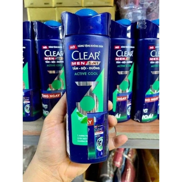 Combo 5 chai Dầu tắm gội Clear Men hương Phong Lữ, 3 trong 1 140g Tắm Gội Dưỡng