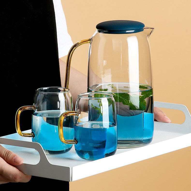 Bộ Bình AQUA Thủy Tinh Borosilicate Cao Cấp Kèm Khay Chịu Nhiệt Cao 150 Độ - Ceramic Tinh Hoa