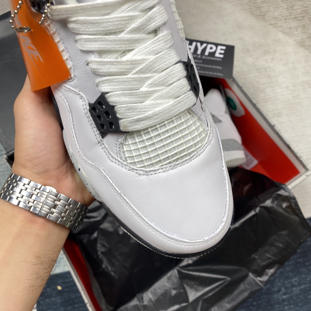 Giày sneaker Jordan 4 White Cement ( Trắng Xám ) - Hype Sneaker | Phiên bản Best Quality