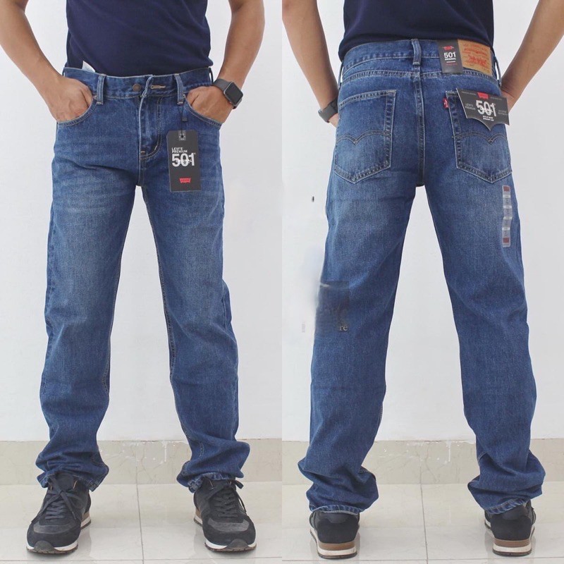 Quần jean nam ống suông xanh nhạt 501 quần bò nam ống rộng không co dãn  hàng cao cấp jeans cotton haian jeans