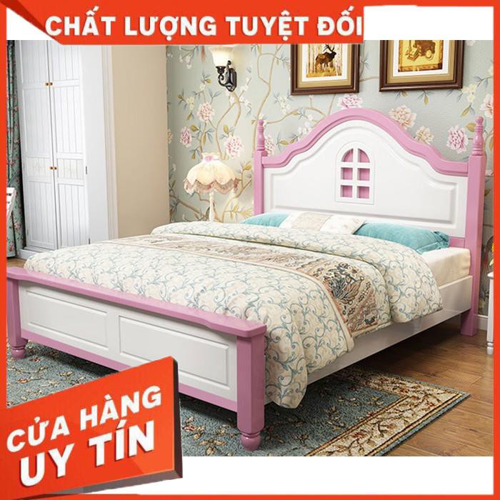 ( Nhập Khẩu) Giường ngủ trẻ em kiểu Hàn gỗ sồi 1m5x2m, giường ngủ cho bé GUT014