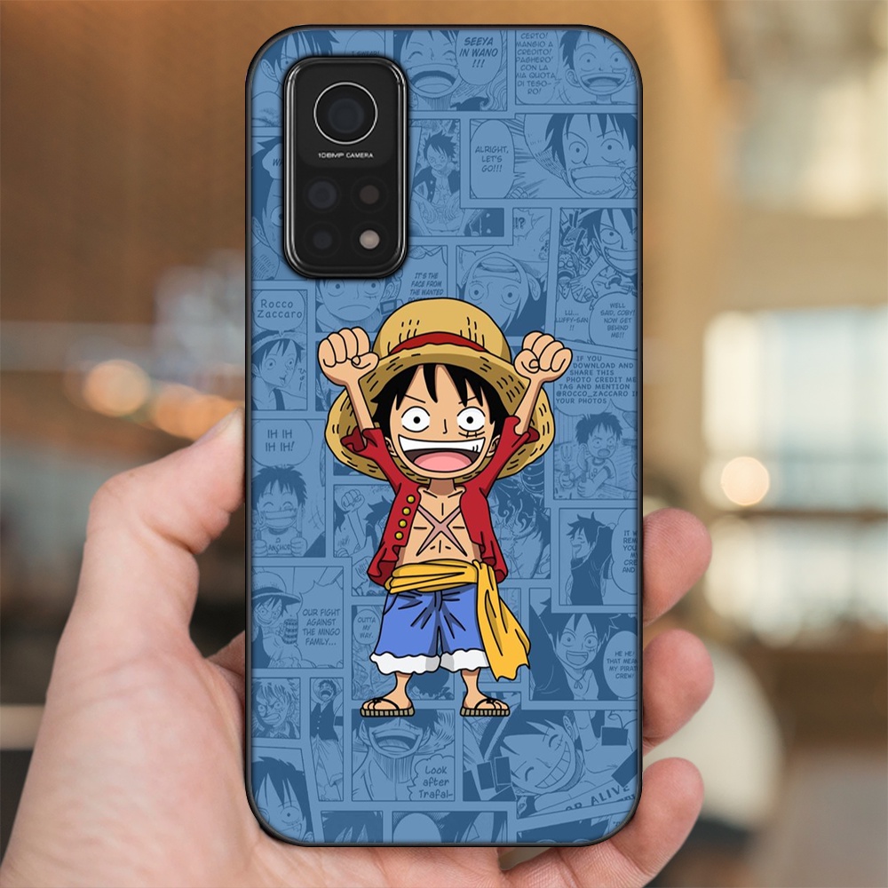 Ốp lưng Xiaomi Mi 10T Pro 5G viền đen in hình Luffy One Piece