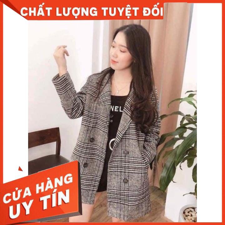 Aó Dạ kẻ Caro 4 Cúc Cao Cấp_ áo dạ kẻ 2 lớp phong cách hàn quốc [Xả hàng_ ảnh thật]