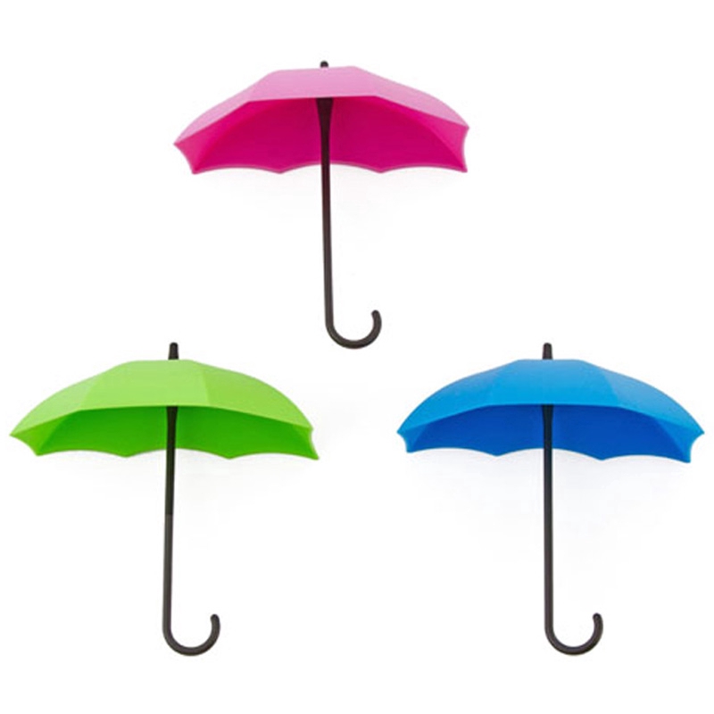 Set 3 móc treo đựng đồ dán tường thiết kế cây dù sáng tạo nhiều màu sắc