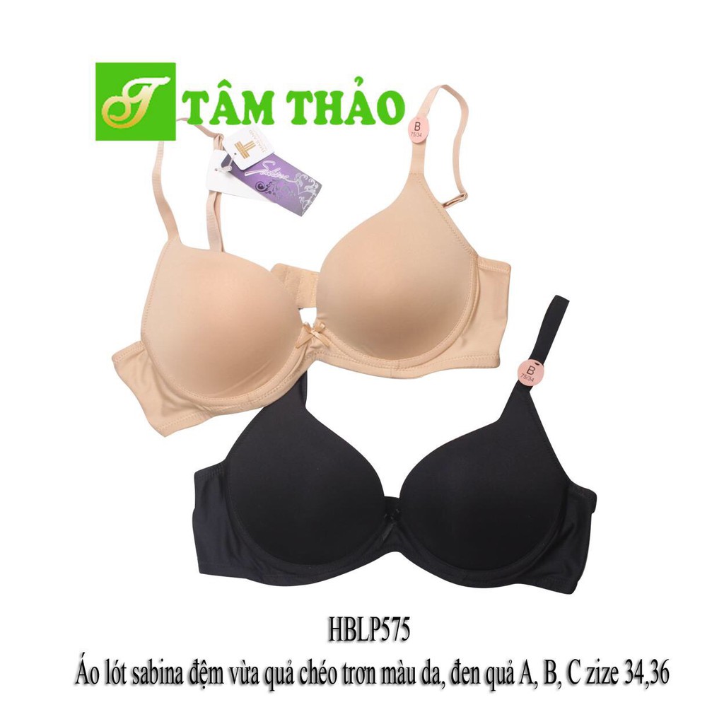 HBLP575 - áo lót cao cấp Thái Lan Sabina đệm vừa quả chéo trơn, MÀU ĐEN