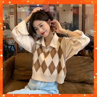 Áo ghile croptop dành cho nữ họa tiết kẻ ô GILE06