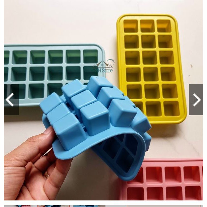 Khay làm đá vuông Lock&Lock bằng Silicone dễ dàng tách đá khỏi khuôn CKT202