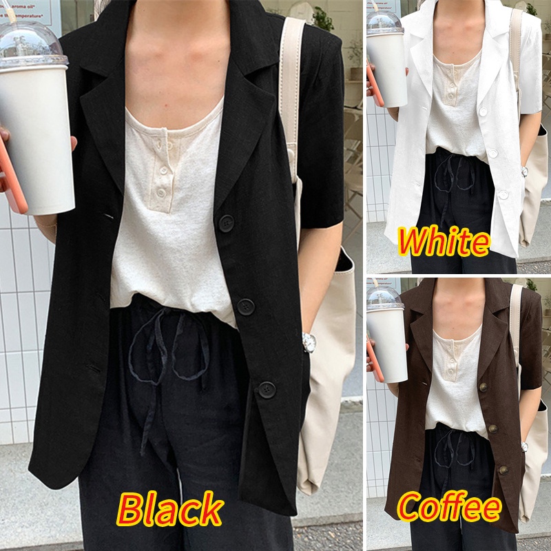 Áo khoác ZANZEA tay ngắn bằng cotton màu trơn phong cách Hàn Quốc đường phố thời trang thông thường cho nữ | BigBuy360 - bigbuy360.vn