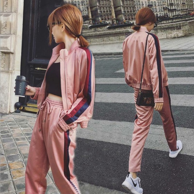 Set thể thao bomber hồng