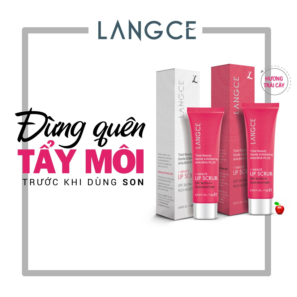 Bộ Tẩy Tế Bào Chết Môi Aha/Bha+ Trái Cây 15g và Gel Rửa Mặt Đẹp Da Collagen+ Sữa Ong Chúa 100g LANGCE