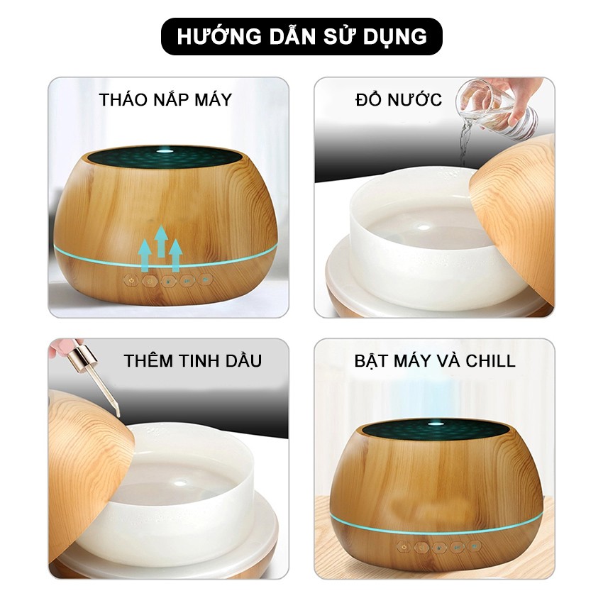 Máy Xông Tinh Dầu Phun Sương Nano 1000ml Tích Hợp LOA BLUETOOTH Thời Thượng-PLB01 Tặng 1 Tinh Dầu