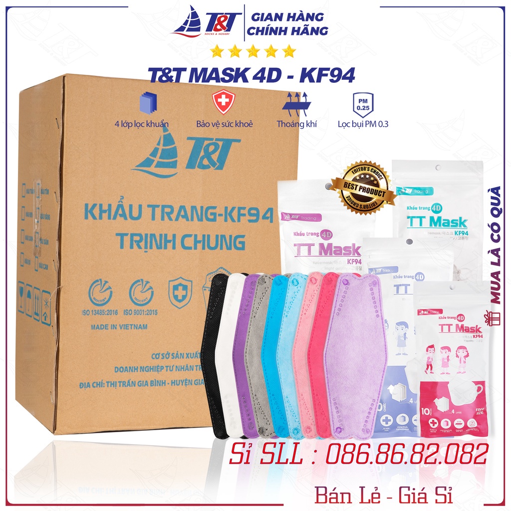 [ Sỉ 300 - 600 chiếc ] Khẩu trang y tế người lớn trẻ em 4D-KF94 4 lớp kháng khuẩn HÀN QUỐC - chính hãng TT MASK