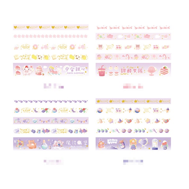 Hộp 10 cuộn băng dán washi tape mix mẫu cute dùng để trang trí sổ tay, nhật ký Journal, album