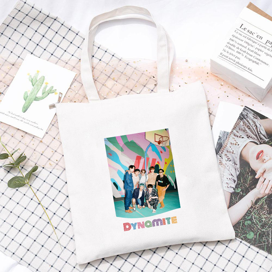 Túi xách vải canvas in họa tiết nhóm nhạc Hàn Quốc BTS phong cách trẻ trung tiện lợi