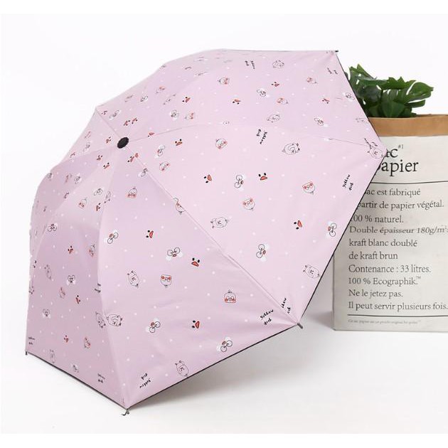 Ô dù hoạt hình vịt con dễ thương che nắng che mưa 2 lớp chống tia UV PK2