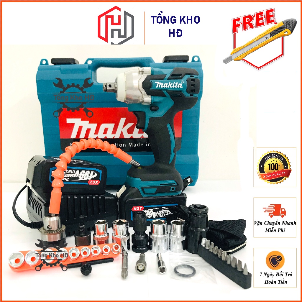 Máy Khoan Pin-Siết Bulong Makitaa 199V 6Ah Động Cơ Không Chổi Than, 3 chức năng khoan vit siết mở ốc, lực siết 380NM