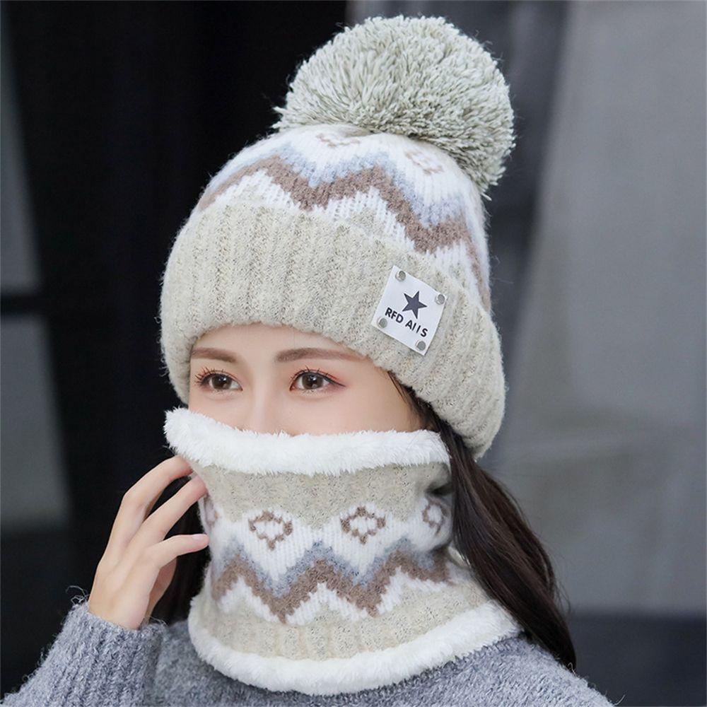 Set 2 Mũ Len Kèm Khăn Choàng Cổ Giữ Ấm Mùa Đông MIHAN1