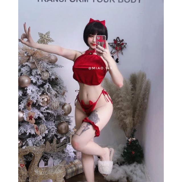 cosplay mèo nhung buộc dây sexy gợi cảm