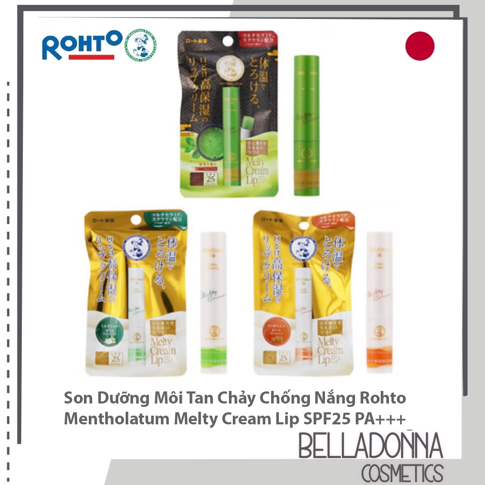 Son Dưỡng Môi Tan Chảy, Chống Nắng Rohto Mentholatum Melty Cream Lip SPF25 PA+++ [3 Mùi]