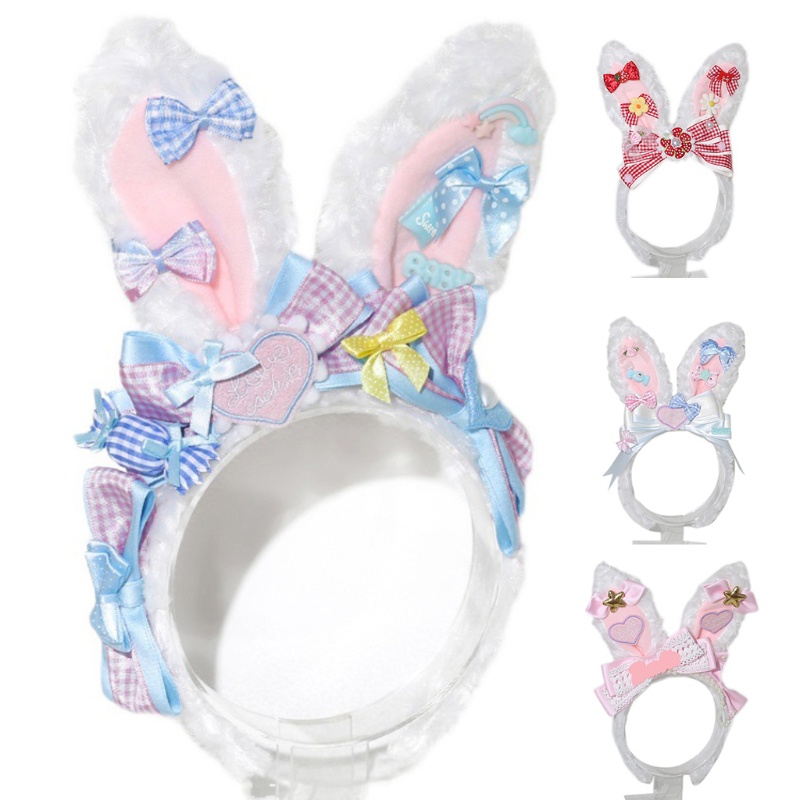 Băng Đô Tai Thỏ Họa Tiết Hoạt Hình Phong Cách Lolita