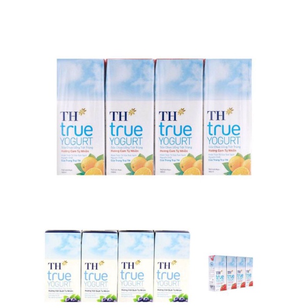 [Freeship70k] Lốc 4 hộp sữa tươi tiệt trùng TH TRUE MILK 180ml cam/ dâu/ việt quất 110ml cam/ dâu/ chuối