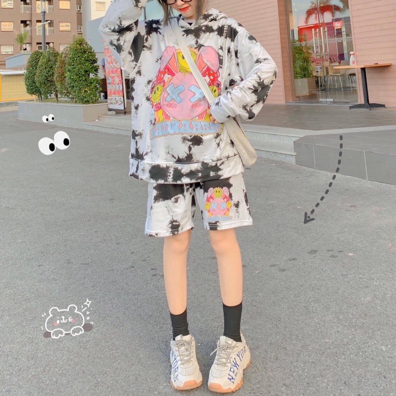 Set Hoodie Loang 3D Hoạ Tiết BAD RABIT Ảnh Thật