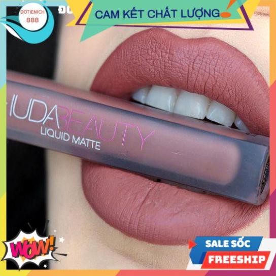 Set 4 son môi kem lì huda beauty liquid matte đẹp cao cấp loại tốt nhất màu hồng đỏ trầm