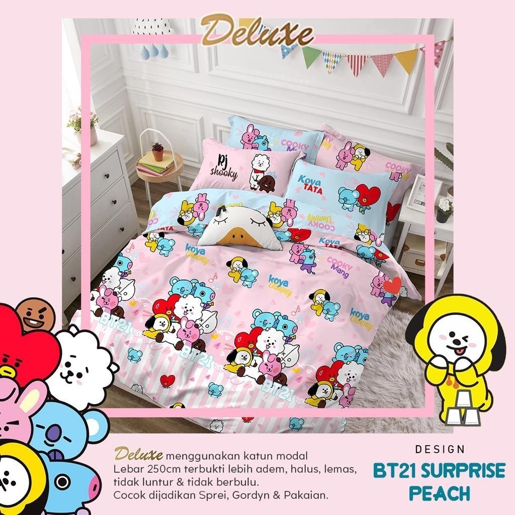 Ga Trải Giường Vải Cotton Lanh In Hình Nhân Vật Bt21 Bts Uk 180 160 120 100 90