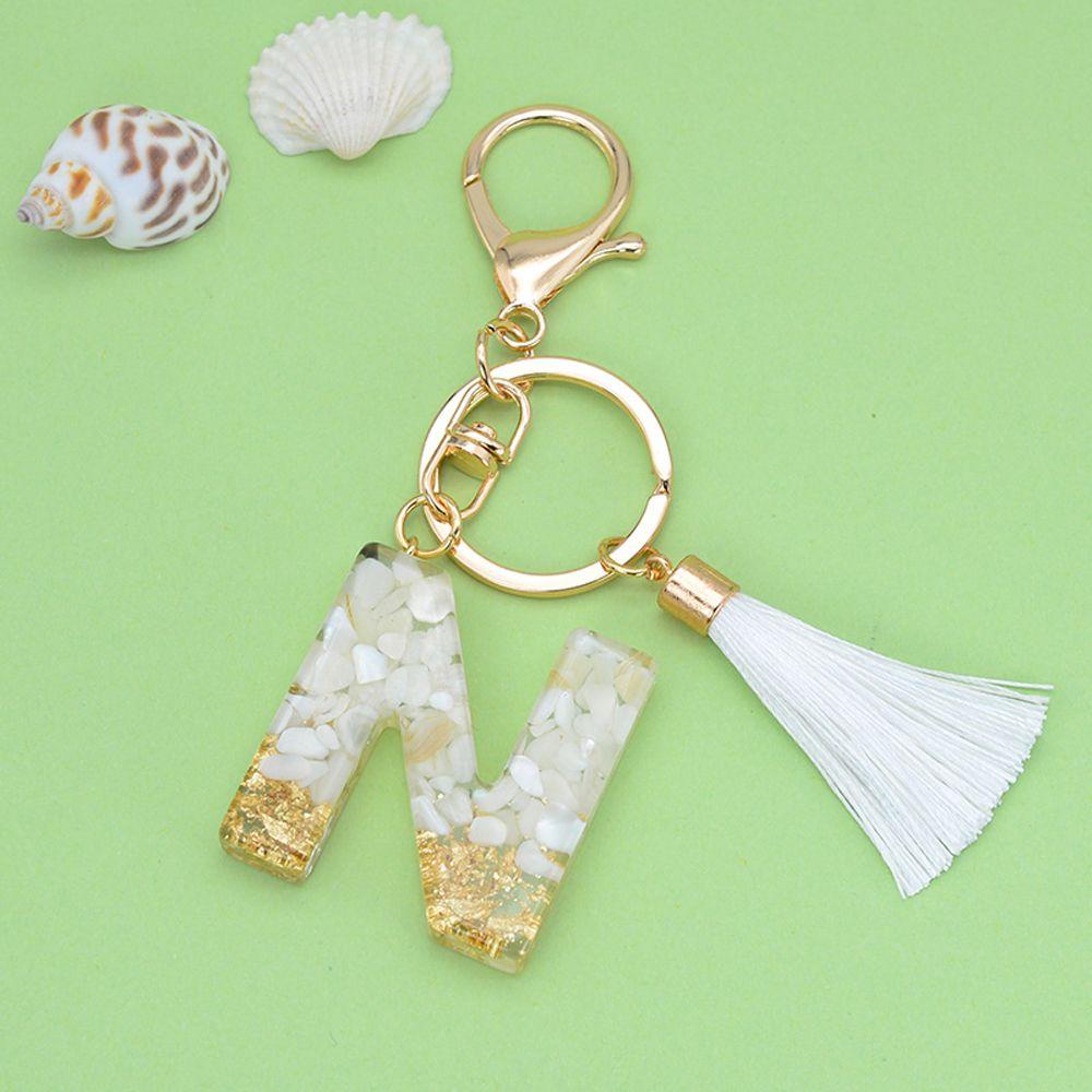 1 Móc Khóa Hình 26 Chữ Cái Đính Núm Tua Xinh Xắn