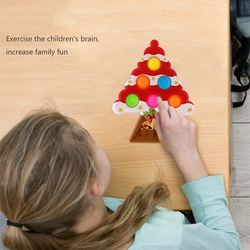 Đồ chơi bóp nén đẩy bong bóng hình cây thông noel làm quà tặng cho trẻ em