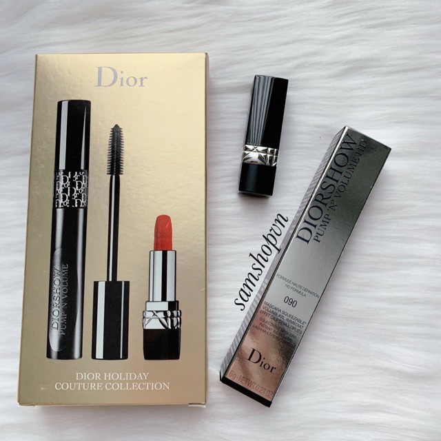 [Chỉ Bán Hàng Auth] Set Quà Tặng Diorshow Pump 'N' Volume HD Mascara Full Size & Lipstick 999 Rouge Mini Size