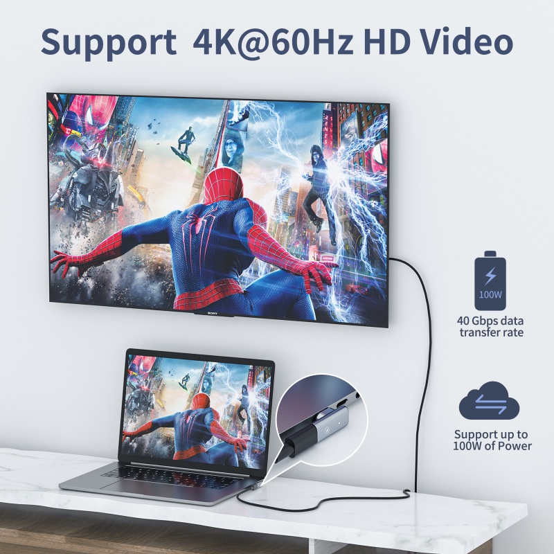 Ankndo Đầu Nối Sạc Từ Tính 100W 24-Pin Type C Cho Macbook 3.1 10Gbs 4K HD Video