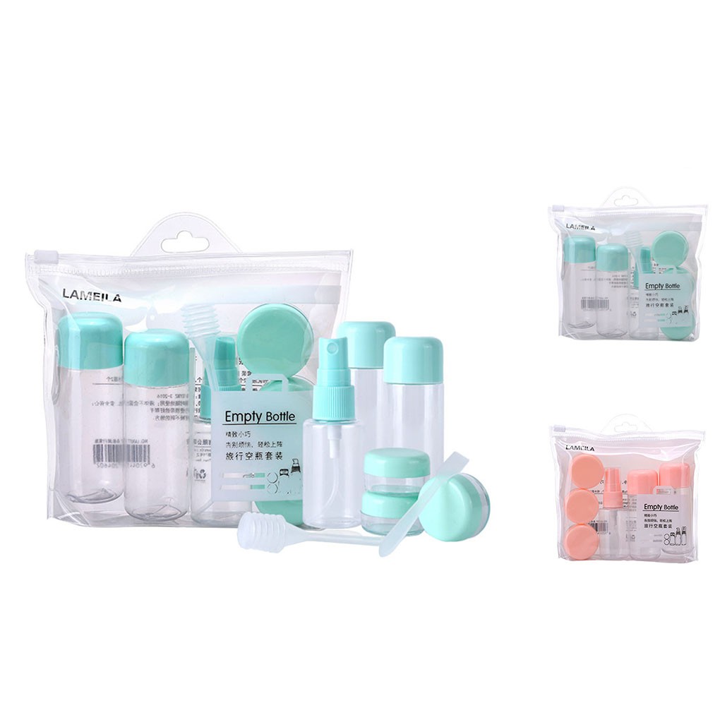 [Hàng mới về] Set 8 dụng cụ đựng mỹ phẩm mini tiện dụng mang theo khi đi du lịch