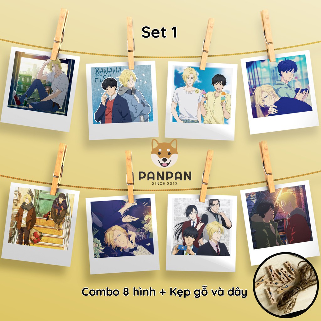 Combo 8 ảnh card lomo polaroid trang trí Anime Banana Fish 1 (tặng kèm dây và kẹp)