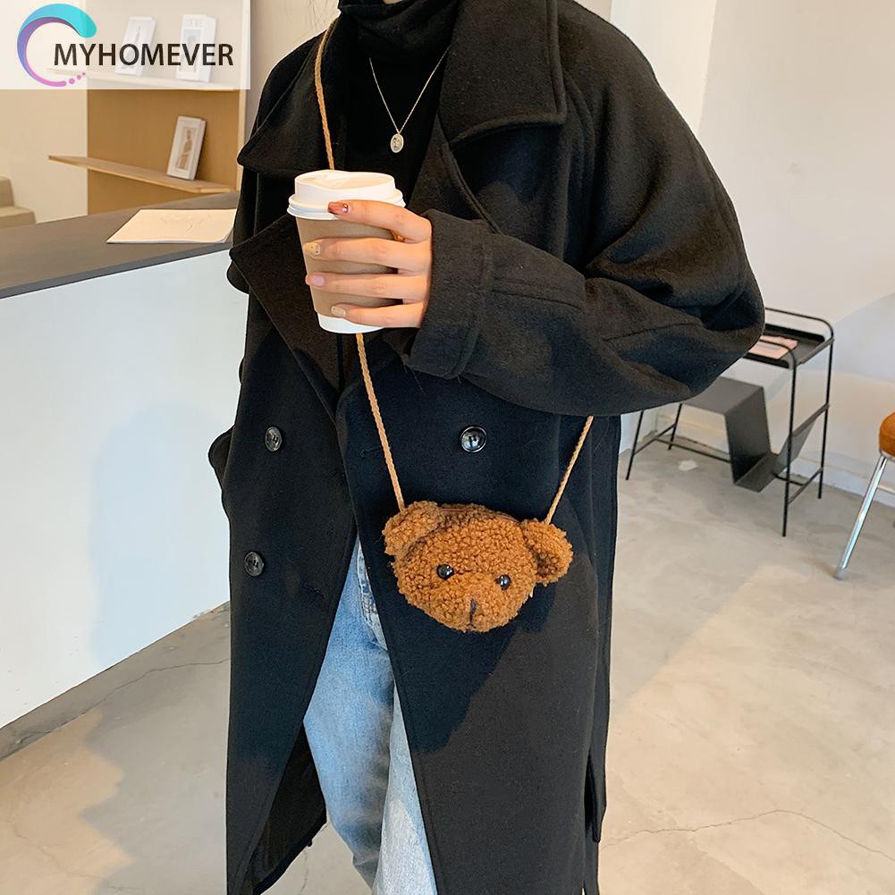 Túi Đeo Chéo Hình Gấu Nhồi Bông Xinh Xắn Cho Nữ