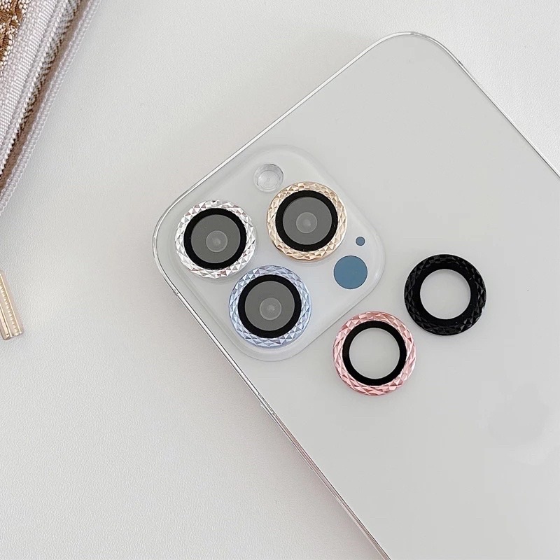 Bộ 3 dán camera kim cương phay cho iPhone 13 Mini, 13, 13 Pro, 13 Pro Max bảo vệ mắt camera siêu đẹp lấp lánh